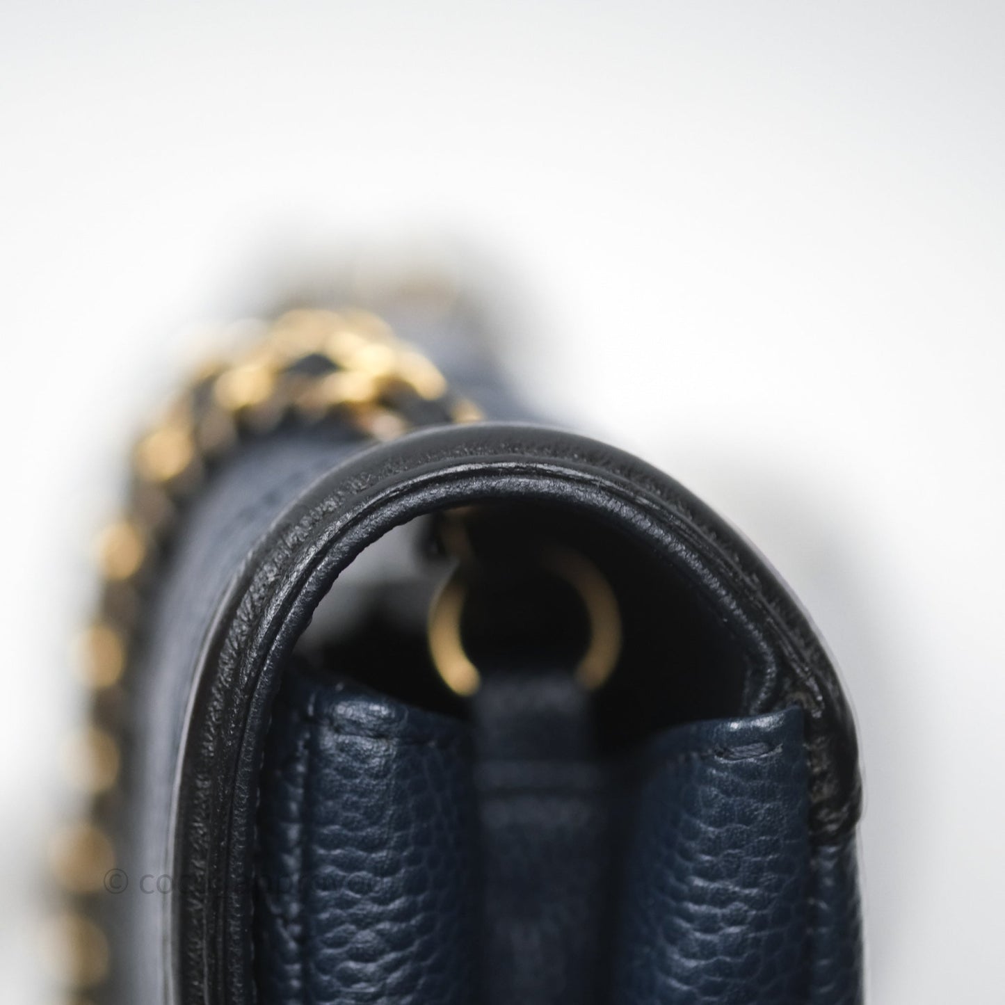 Chanel Small CC Filigree Flap Quilted Navy Black Caviar Aged Gold Hardware