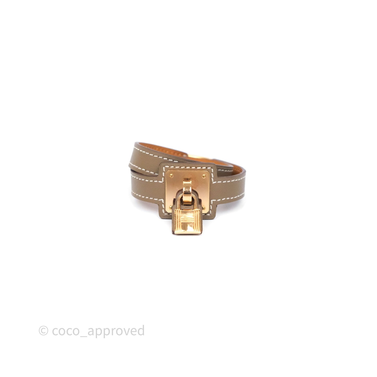 Hermès O'Kelly Double Tour Bracelet Etoupe 18 Swift Rose Gold Hardware