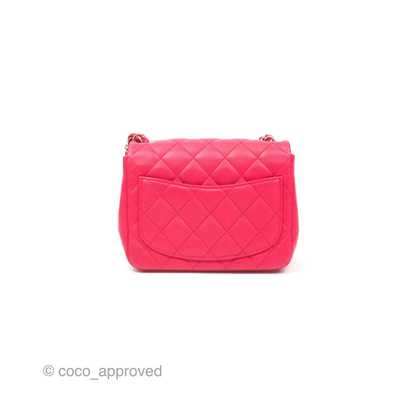 Chanel Mini Square Quilted Red Lambskin Gold Hardware