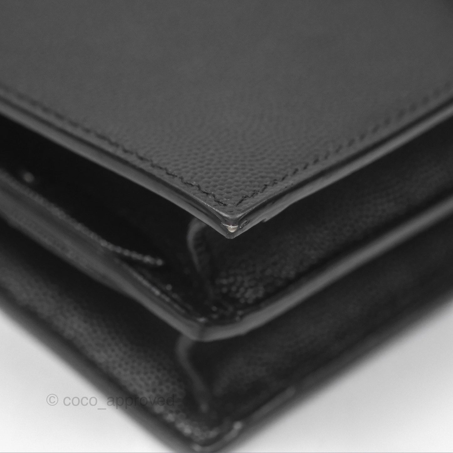 Saint Laurent Cassandra in Grain De Poudre Embossed Leather Black