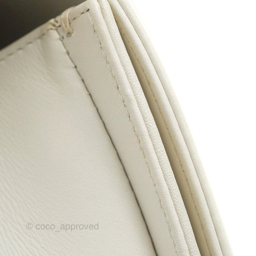 Chanel Medium Boy Bag White Calfskin Gold Hardware