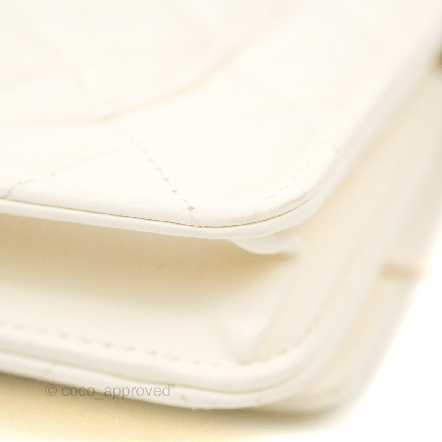 Chanel Quilted Pearl Crush Wallet on Chain WOC White Lambskin Aged Gold Hardware