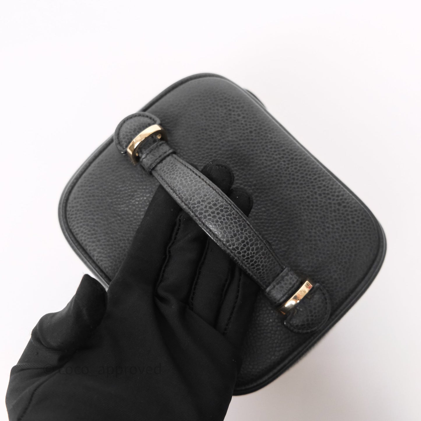 Chanel Vintage Vanity Case Black Caviar Gold Hardware