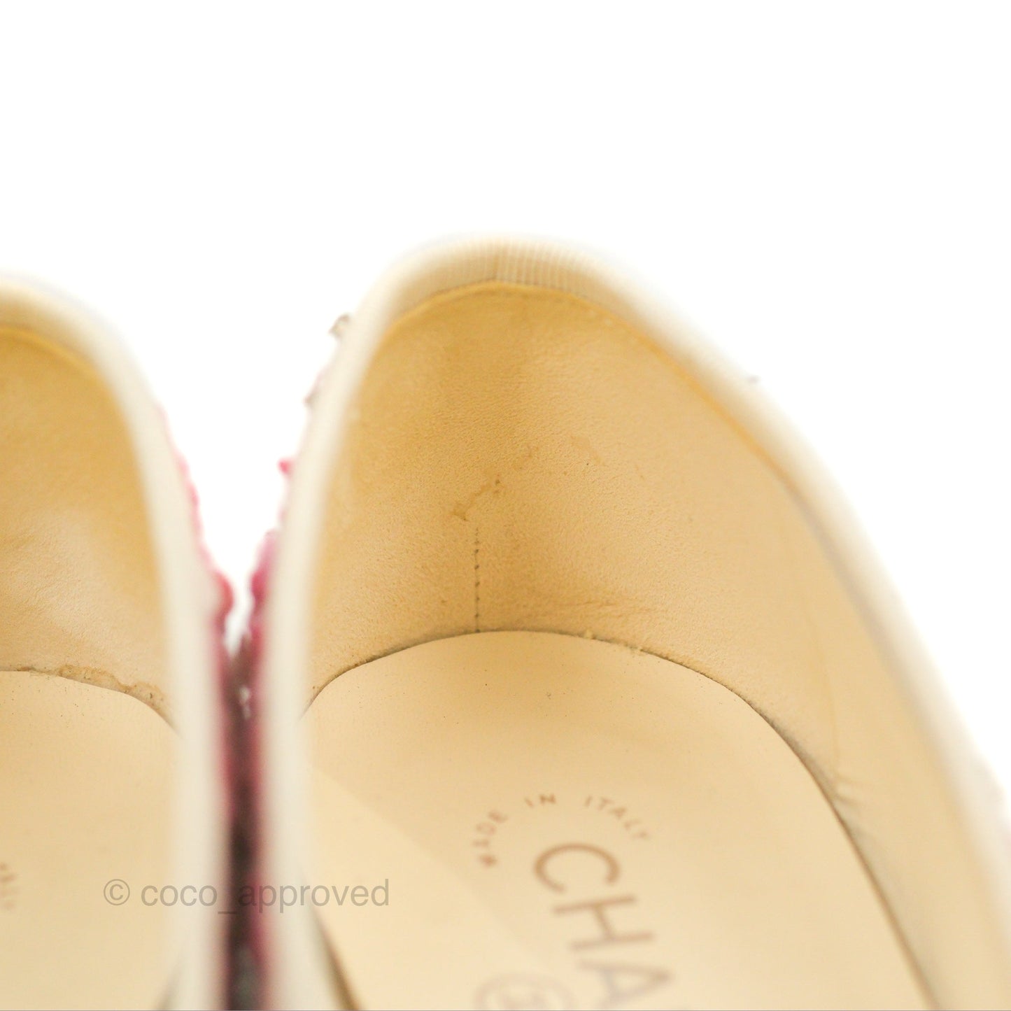 Chanel Ballerina Flats Pink/Ivory Tweed Size 38