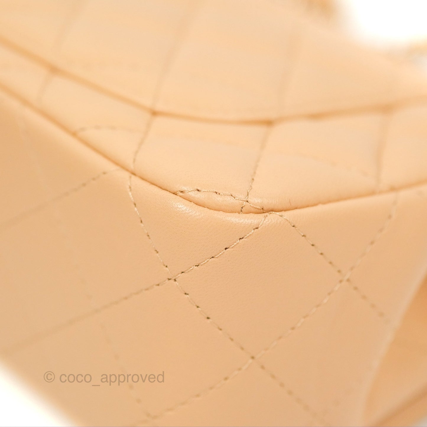 Chanel Quilted Mini Rectangular Flap Beige Lambskin Gold Hardware