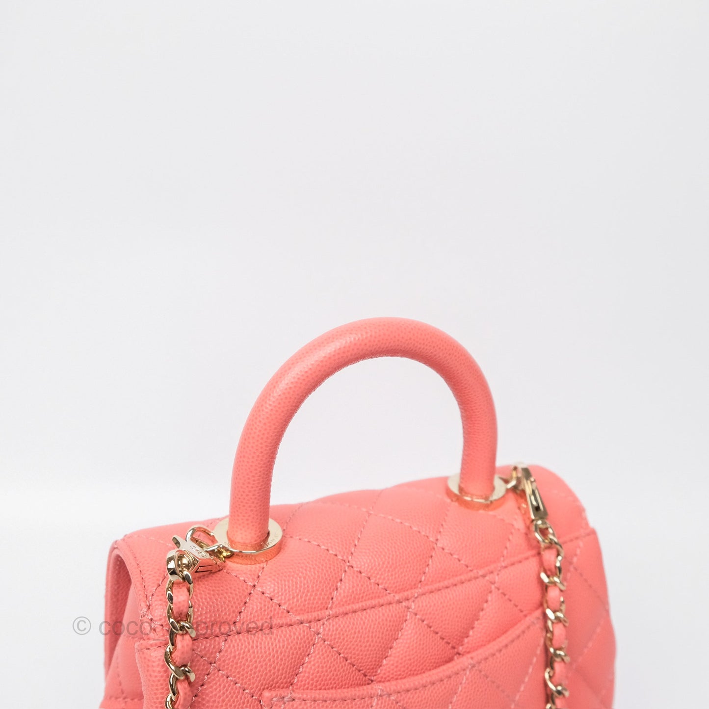 Chanel Mini Coco Handle Quilted Pink Caviar Gold Hardware