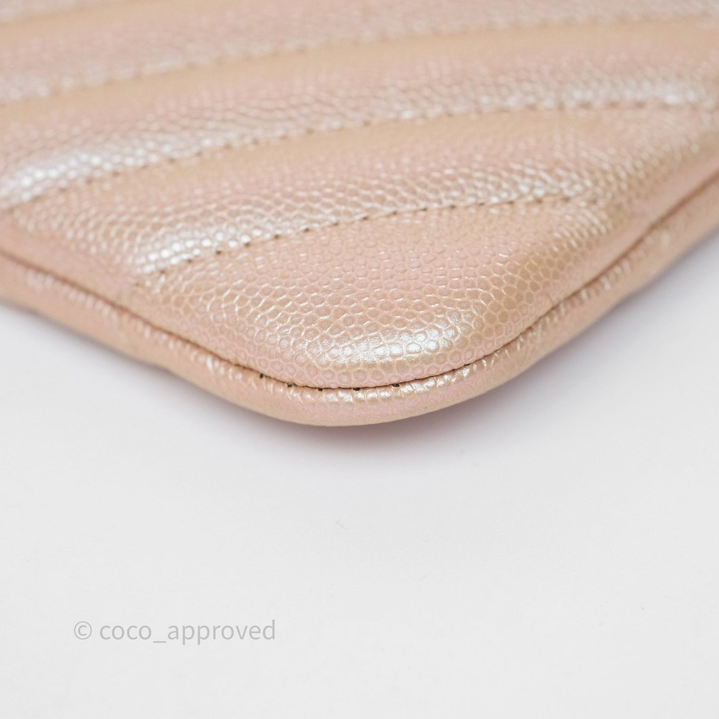 Chanel Medium O Case Chevron Rose Gold Caviar Silver Hardware 17B