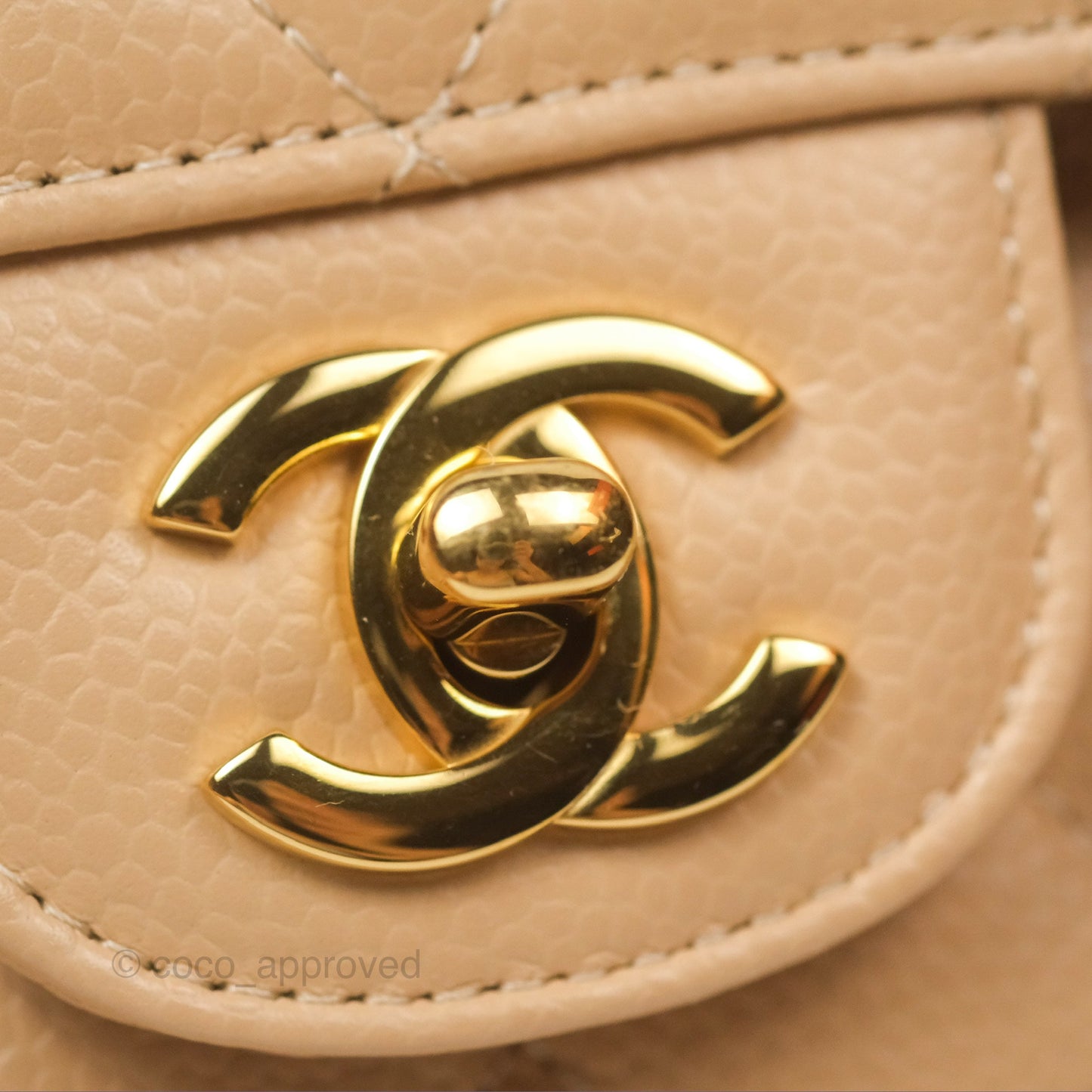 Chanel Classic Small S/M Quilted Flap Beige Caviar Gold Hardware