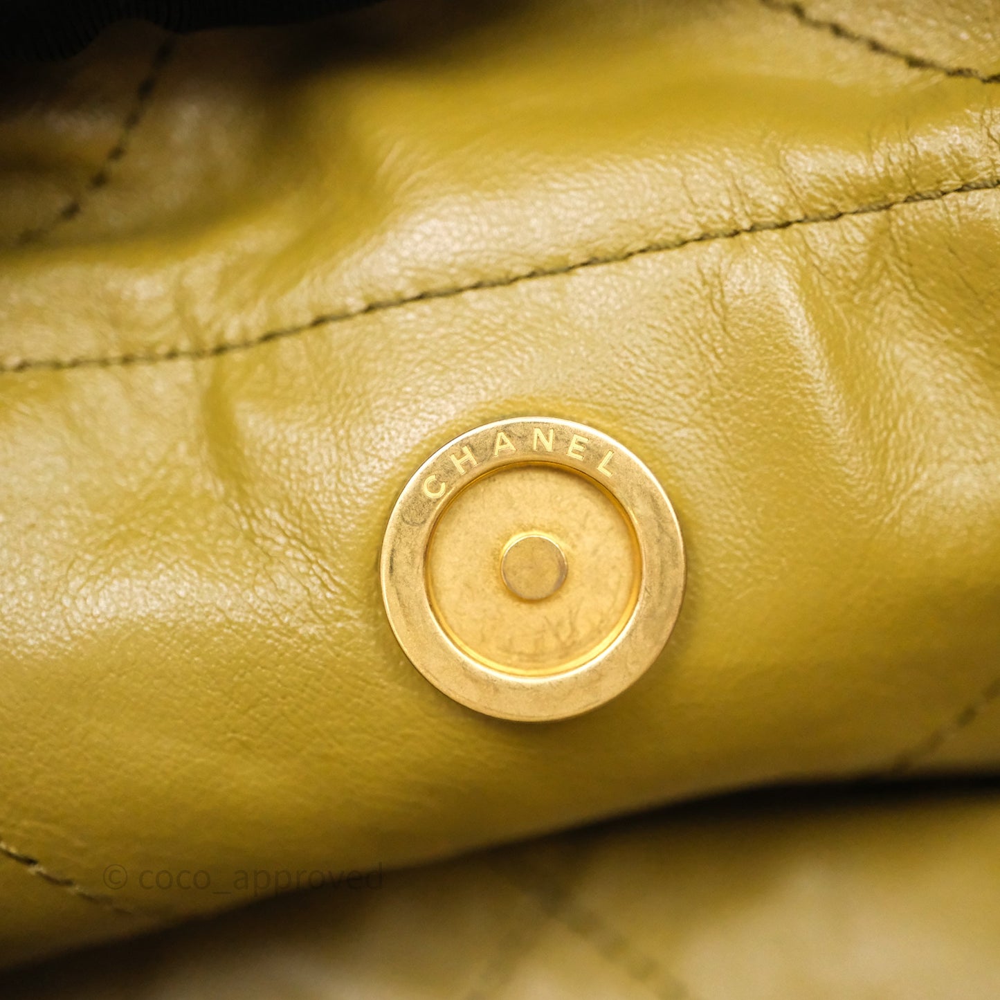 Chanel 22 Bag Medium Crumpled Olive Green Calfskin Aged Gold Hardware