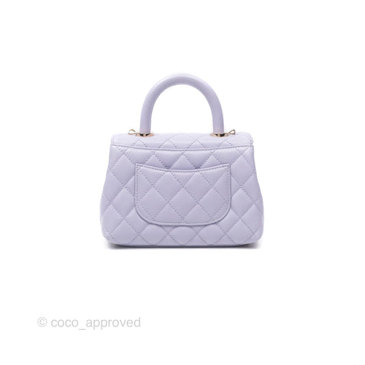 Chanel Mini Coco Handle Lilac Caviar Gold Hardware