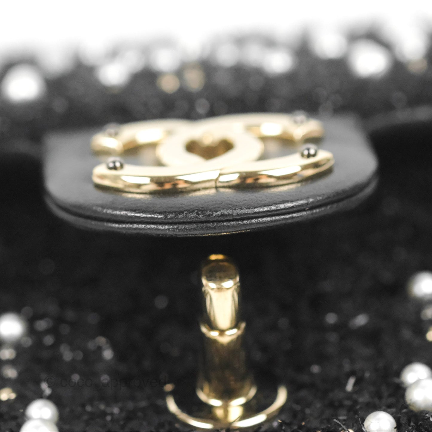 Chanel Black Faux Pearl Embellished Tweed Mini Cosmos Flap Bag