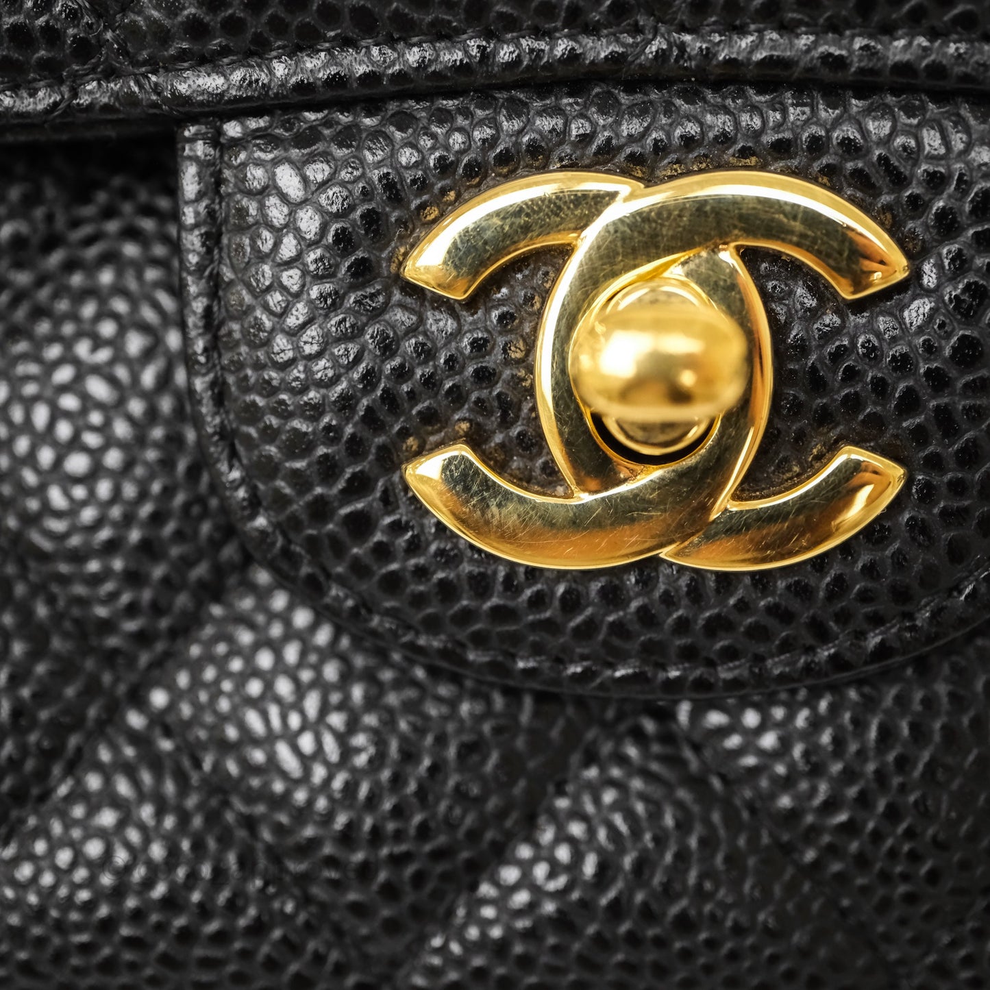 Chanel Classic M/L Medium Double Flap Black Caviar Gold Hardware