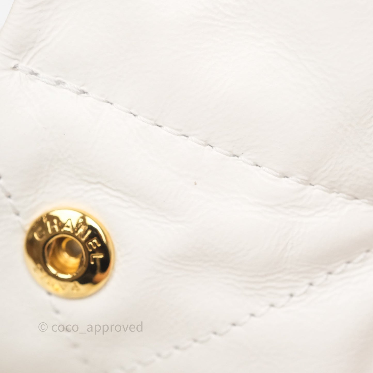 Chanel 22 Small White Aged Calfskin Black Logo Aged Gold Hardware