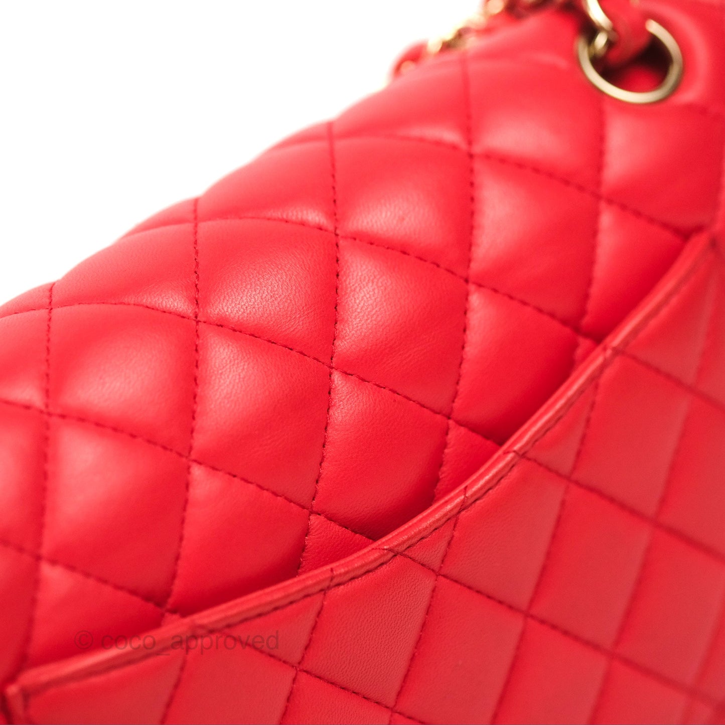 Chanel Classic M/L Medium Flap Quilted Red Lambskin Gold Hardware