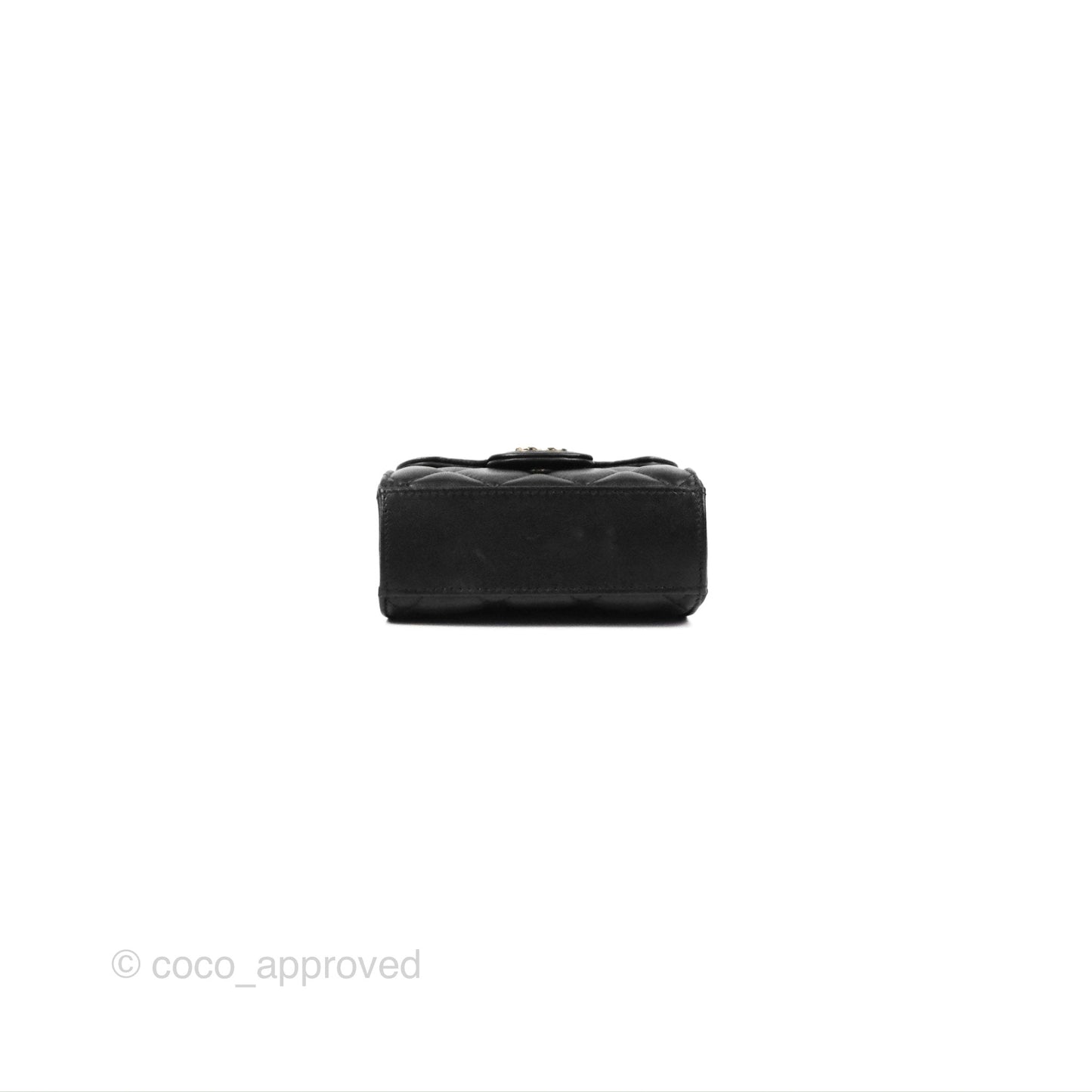 Chanel Mini Handle Clutch With Chain Black Lambskin Gold Hardware