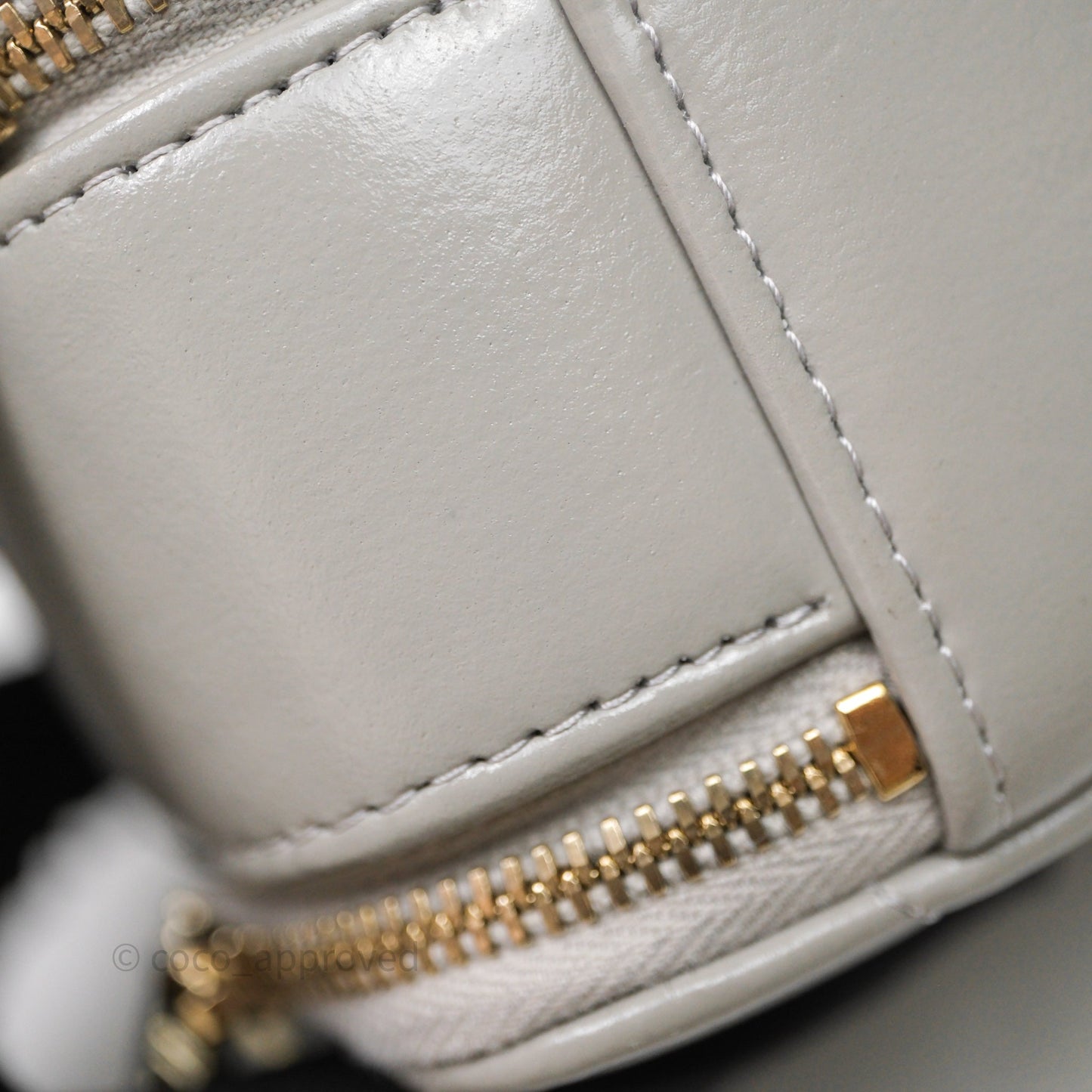 Chanel Mini Top Handle Camera Case Grey Shiny Calfskin Gold Hardware 22B