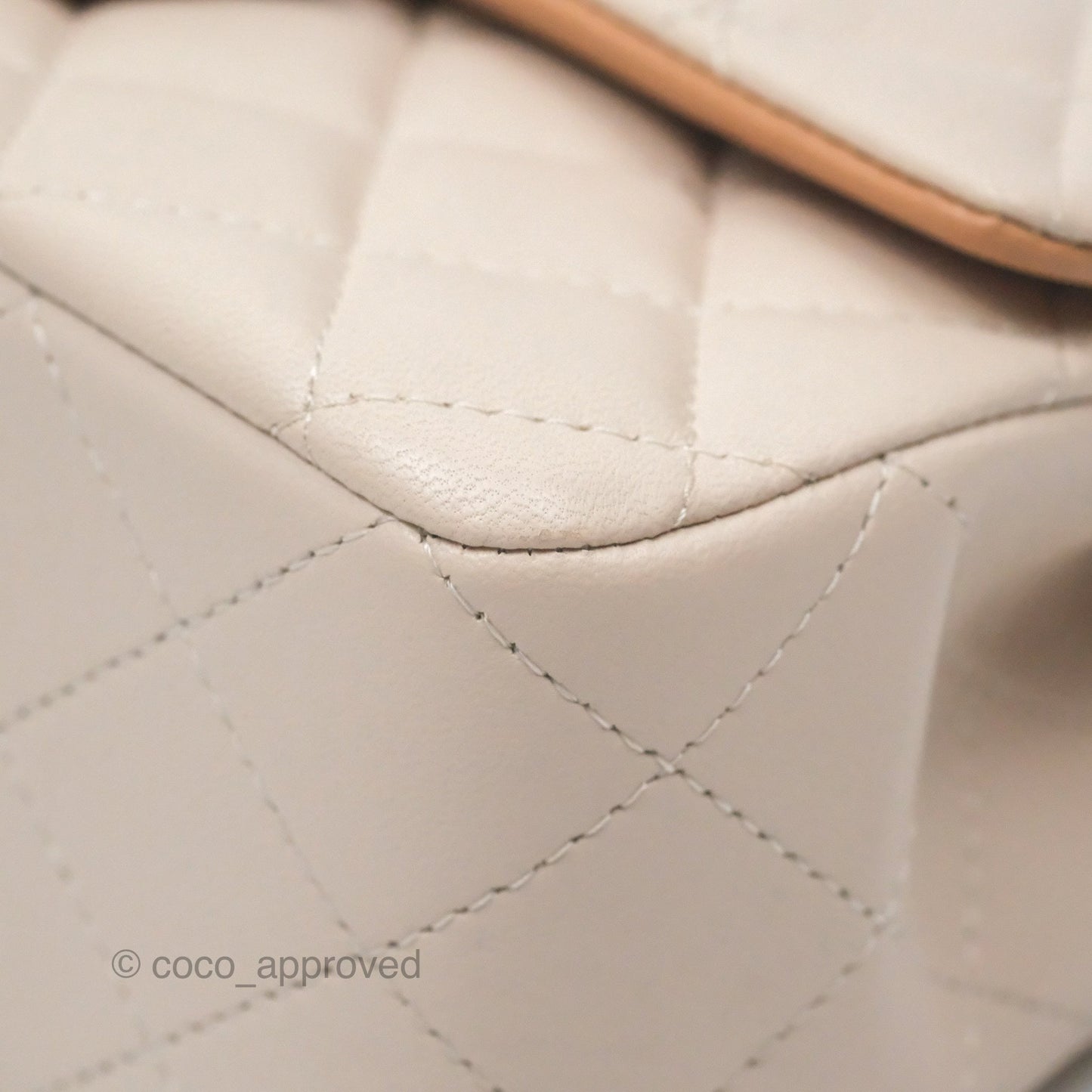 Chanel Top Handle Mini Rectangular Flap Bag Ecru/Beige Lambskin Gold Hardware 23P