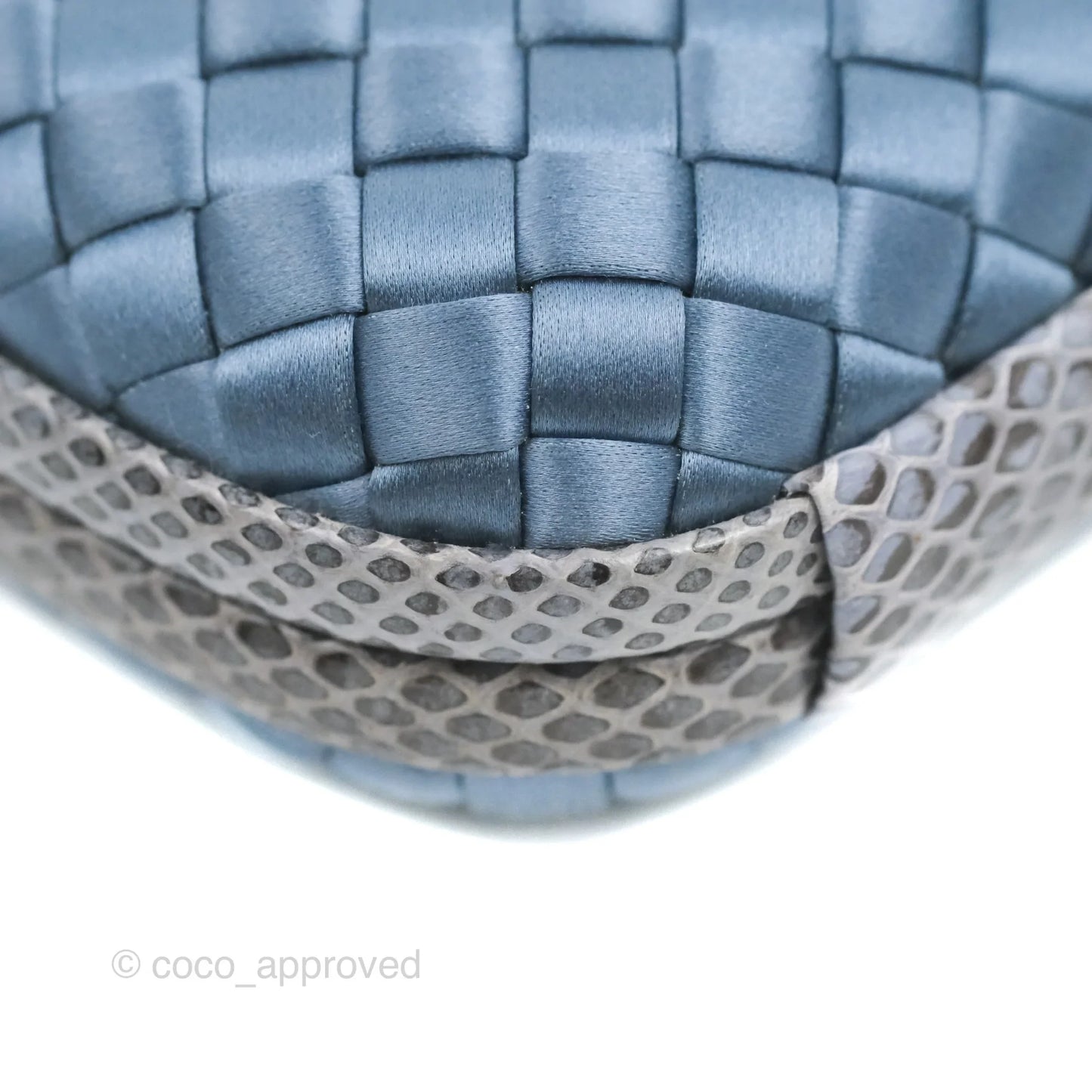 Bottega Veneta Ayers Satin Intreccio Stretch Knot Clutch Navy