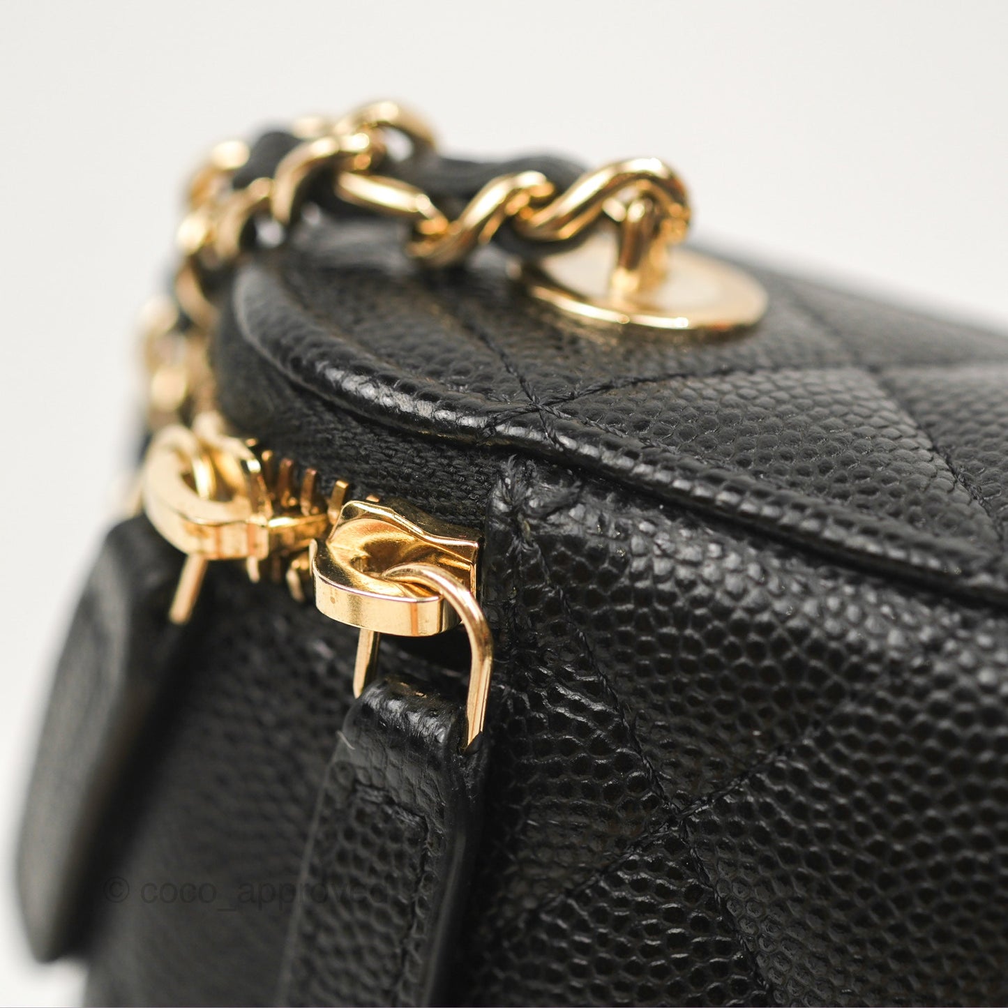 Chanel Classic Mini Vanity With Chain Black Caviar Gold Hardware