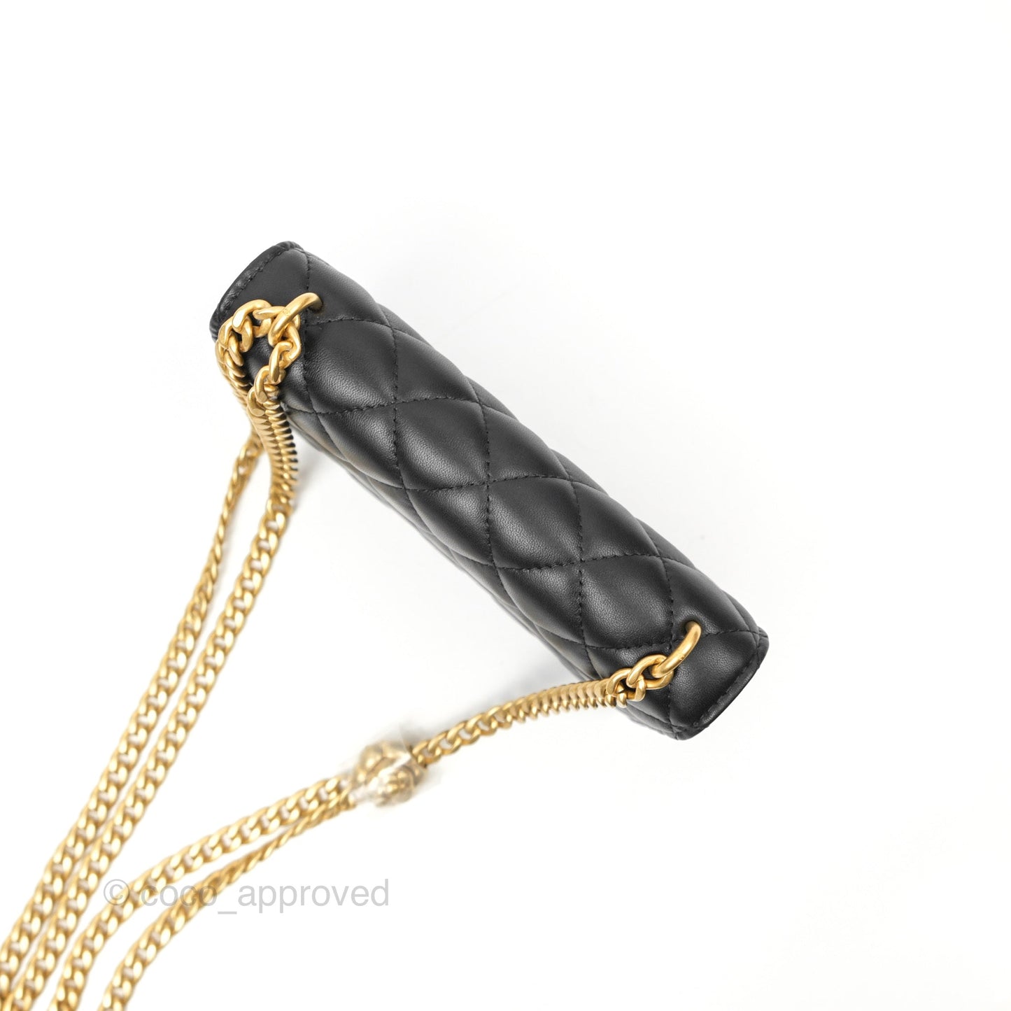 Chanel Mini WOC Phone Holder with Camellia Adjustable Chain Black Lambskin