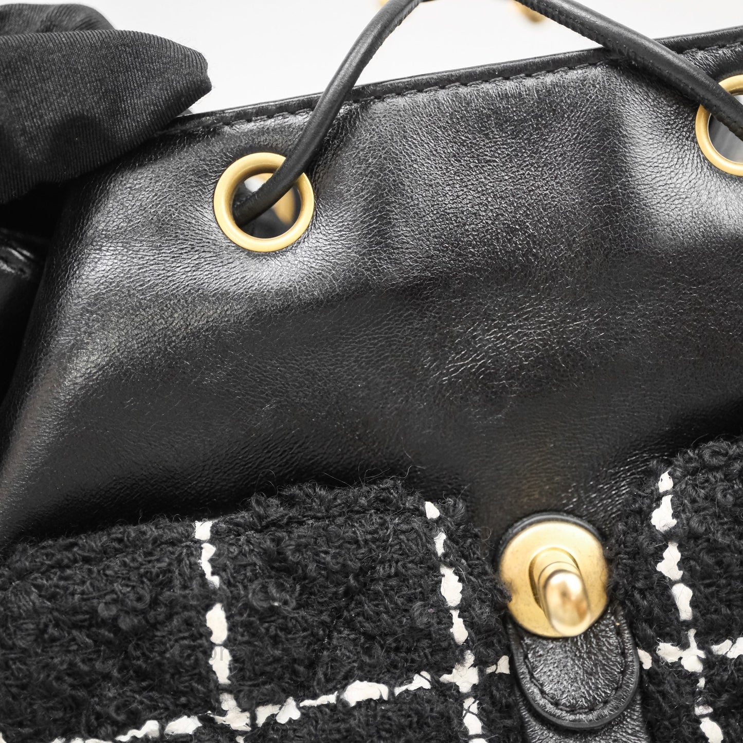 Chanel Duma Backpack Black Tweed Aged Gold Hardware