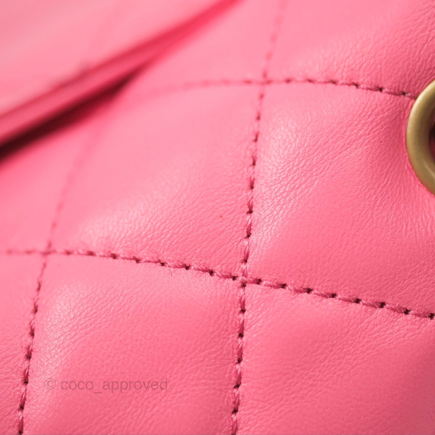 Chanel Mini Rectangular Pearl Crush Quilted Pink Lambskin Aged Gold Hardware