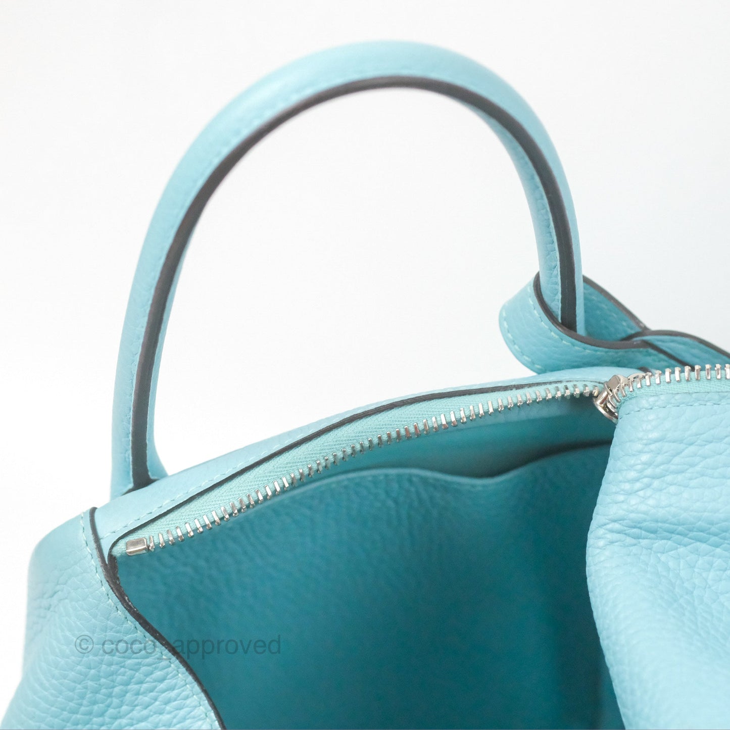 Hermès Lindy 30 Bleu Atoll Clemence Palladium Hardware