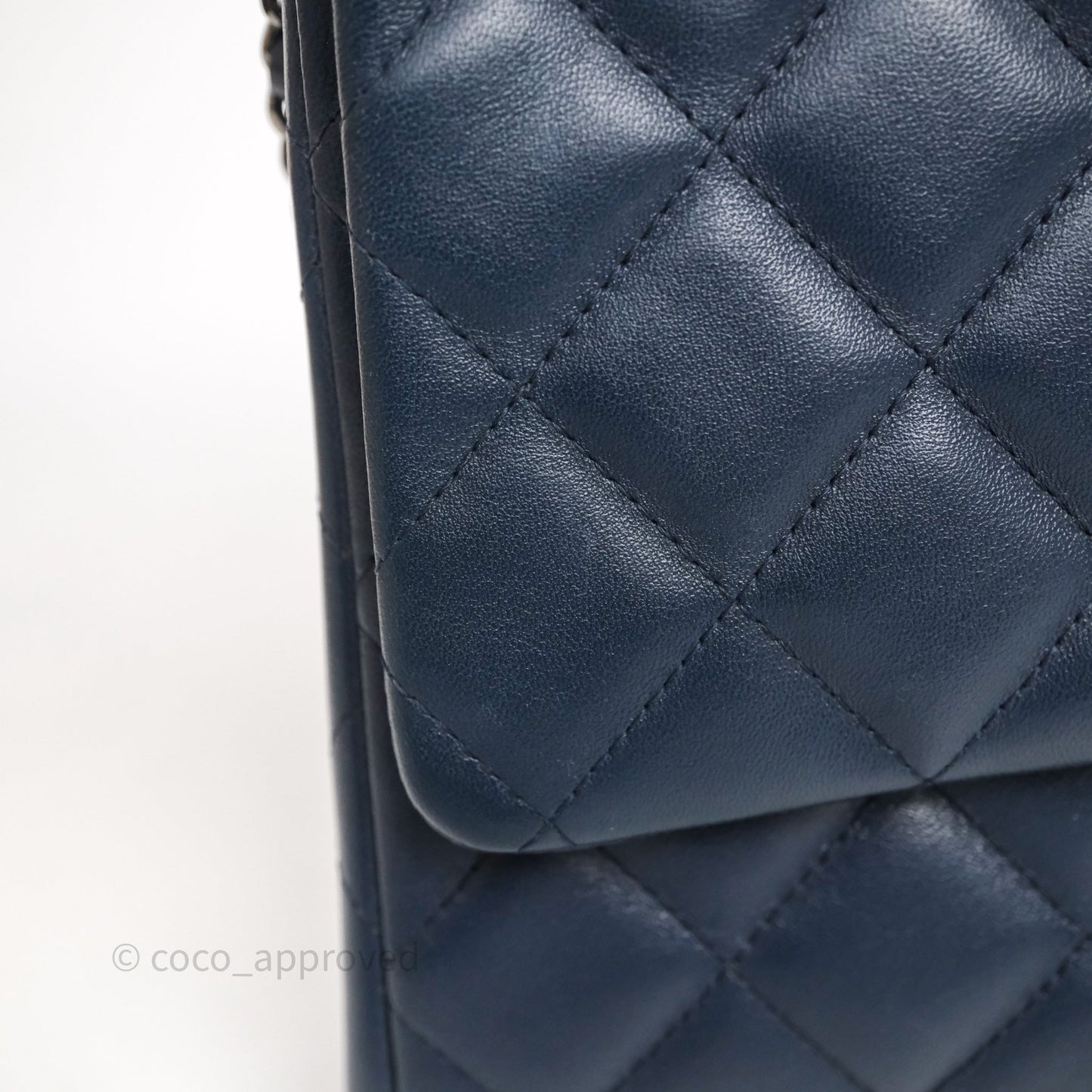Chanel Quilted Clutch with Chain Lambskin Navy Gun Metal Hardware