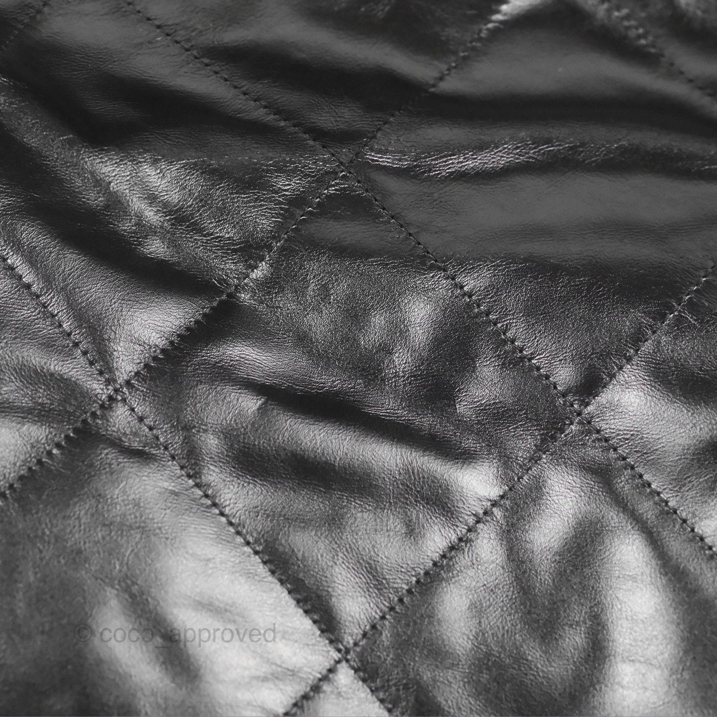 Chanel 22 Medium Shiny Calfskin Quilted Backpack Black