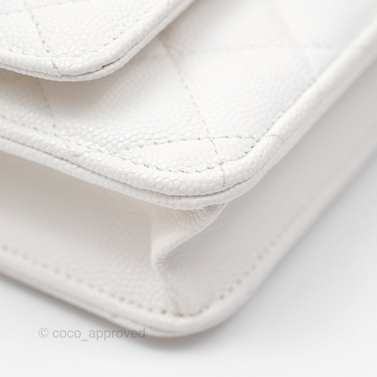 Chanel Quilted Classic Wallet on Chain WOC White Caviar Gold Hardware