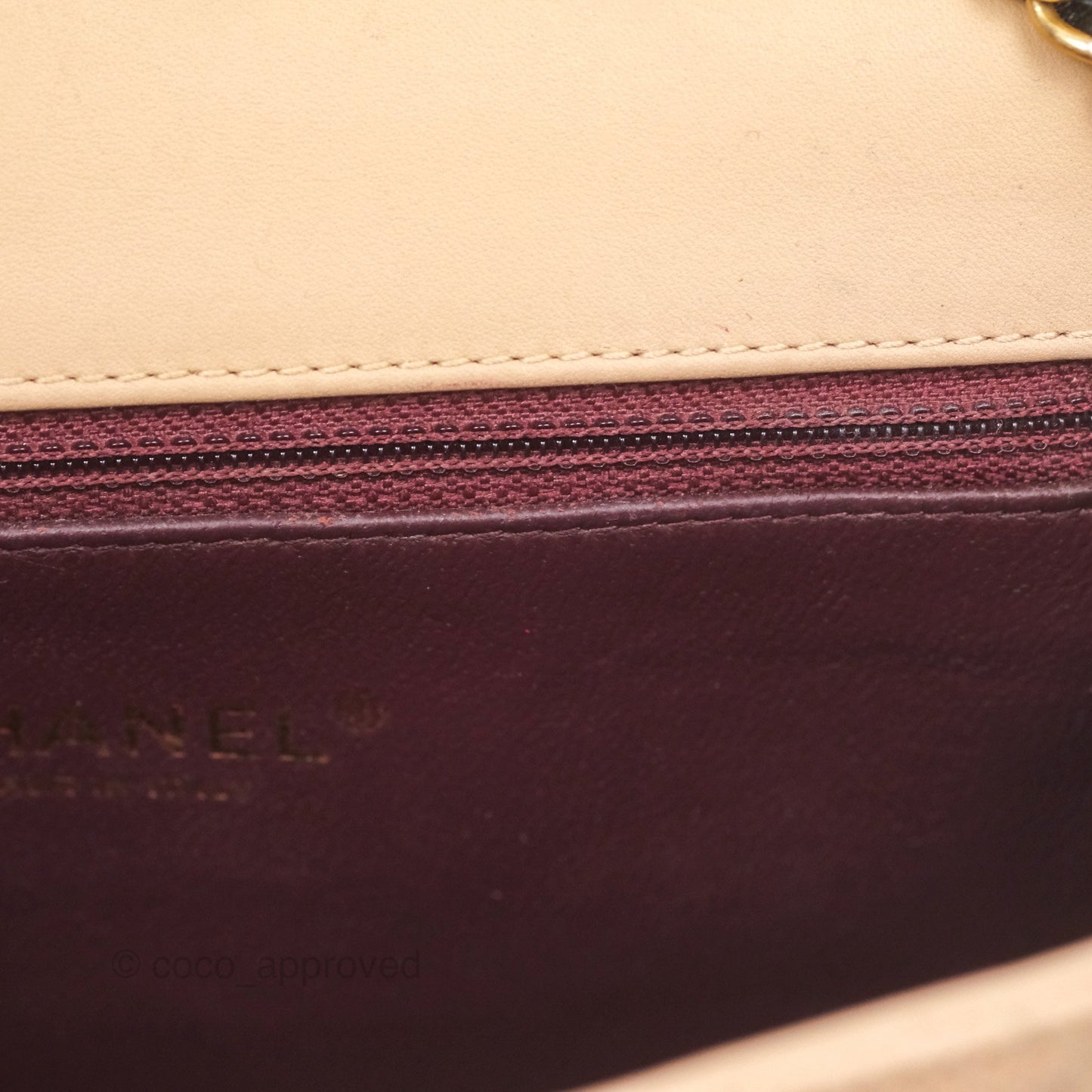 Chanel Small CC Filigree Flap Quilted Beige Black Caviar