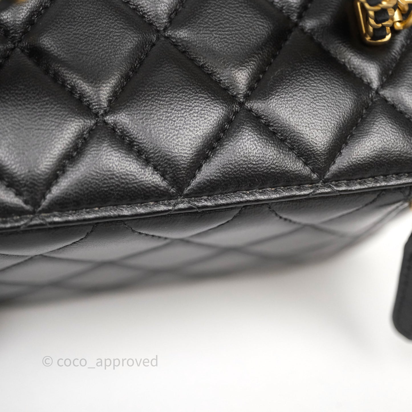 Chanel Top Handle Vanity Rectangular Black Lambskin Aged Gold Hardware