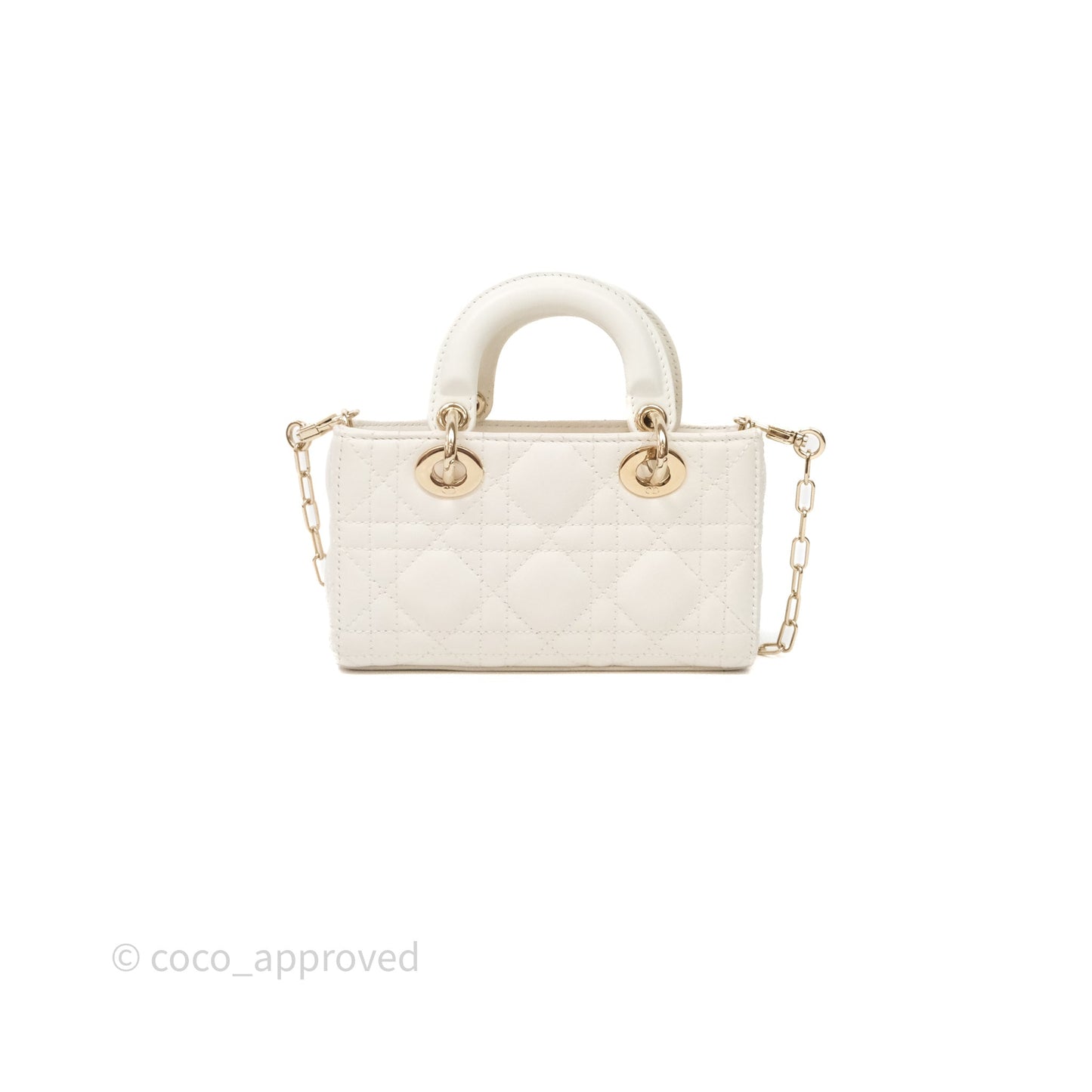 Christian Dior Micro Lady D-Joy Bag Latte Cannage Lambskin Gold Hardware