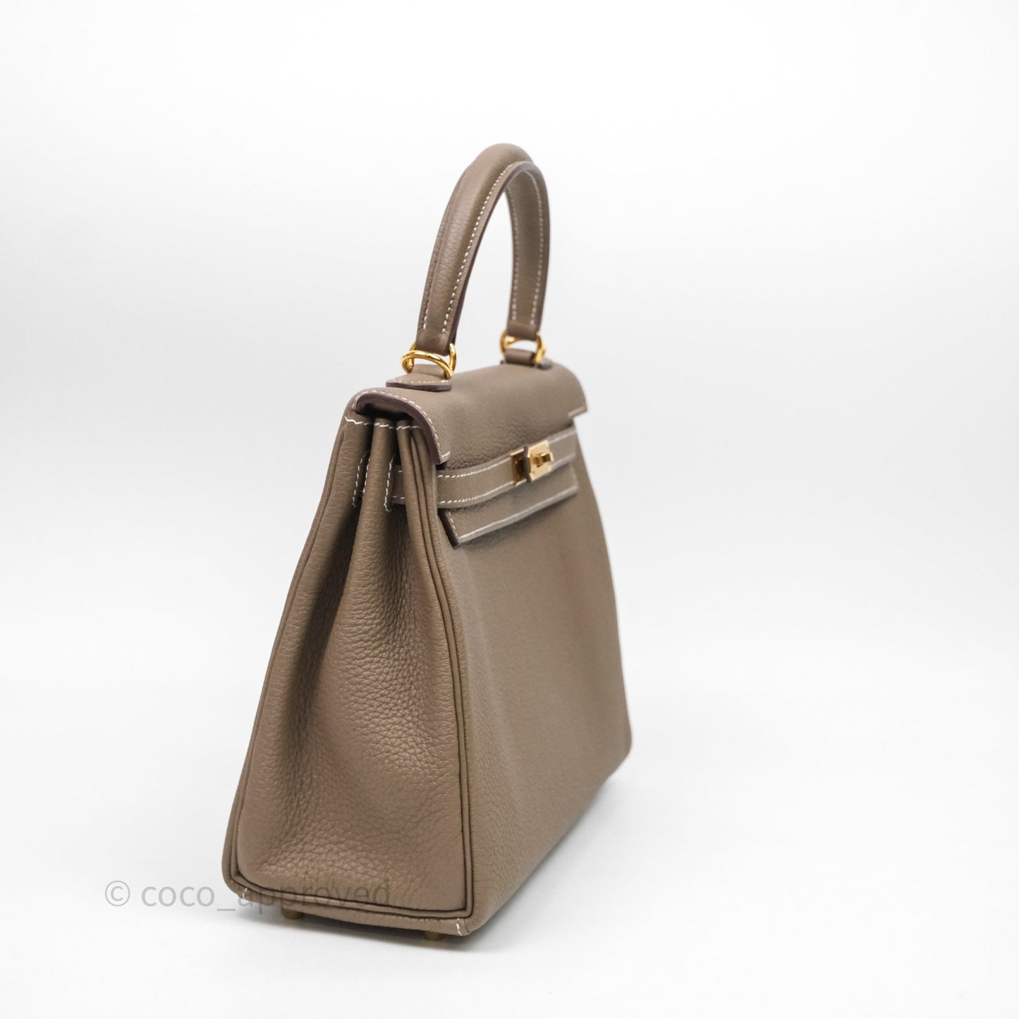Hermes Kelly 25 Etoupe 18 Togo Gold Hardware