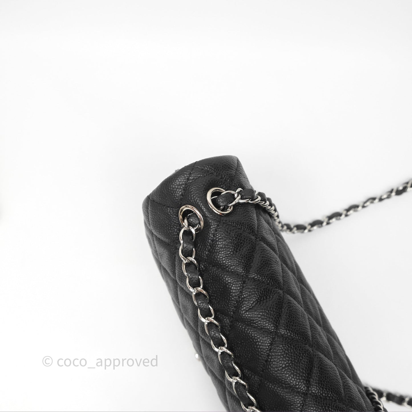 Chanel Quilted Easy Flap Bag Black Caviar Silver Hardware