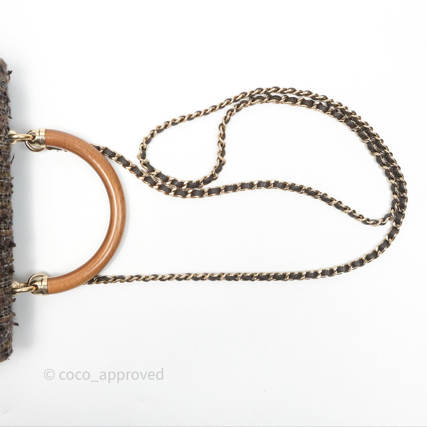 Chanel Top Handle Flap Bag Tweed Gold Hardware
