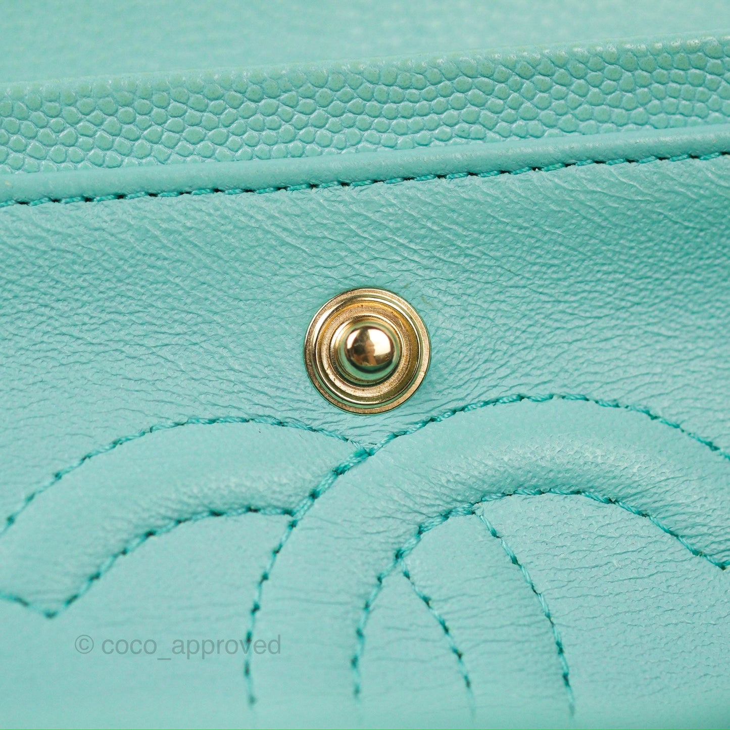 Chanel Small Classic Quilted Flap Tiffany Blue Caviar Gold Hardware 20C