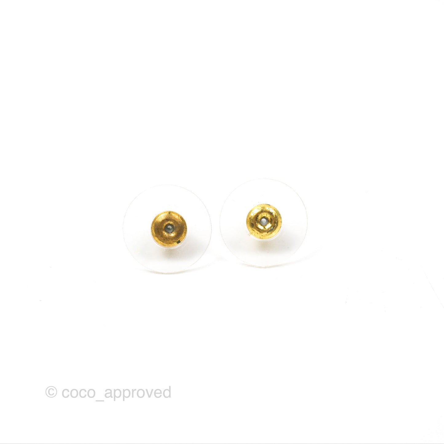 Chanel CC Coco Crystal Earrings Ear Clip Gold Tone 22P