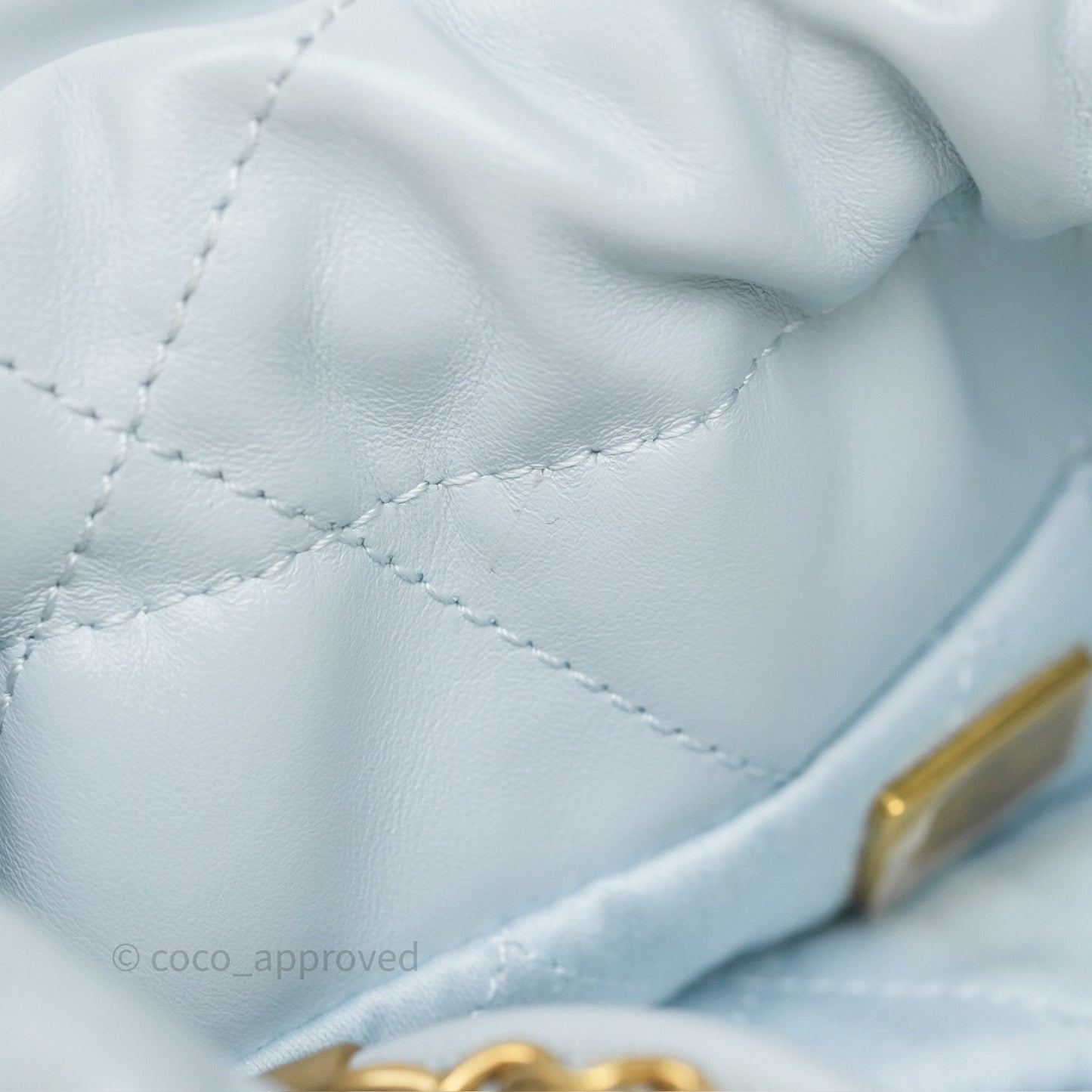 Chanel 22 Mini Bag Light Blue Shiny Crumpled Calfskin