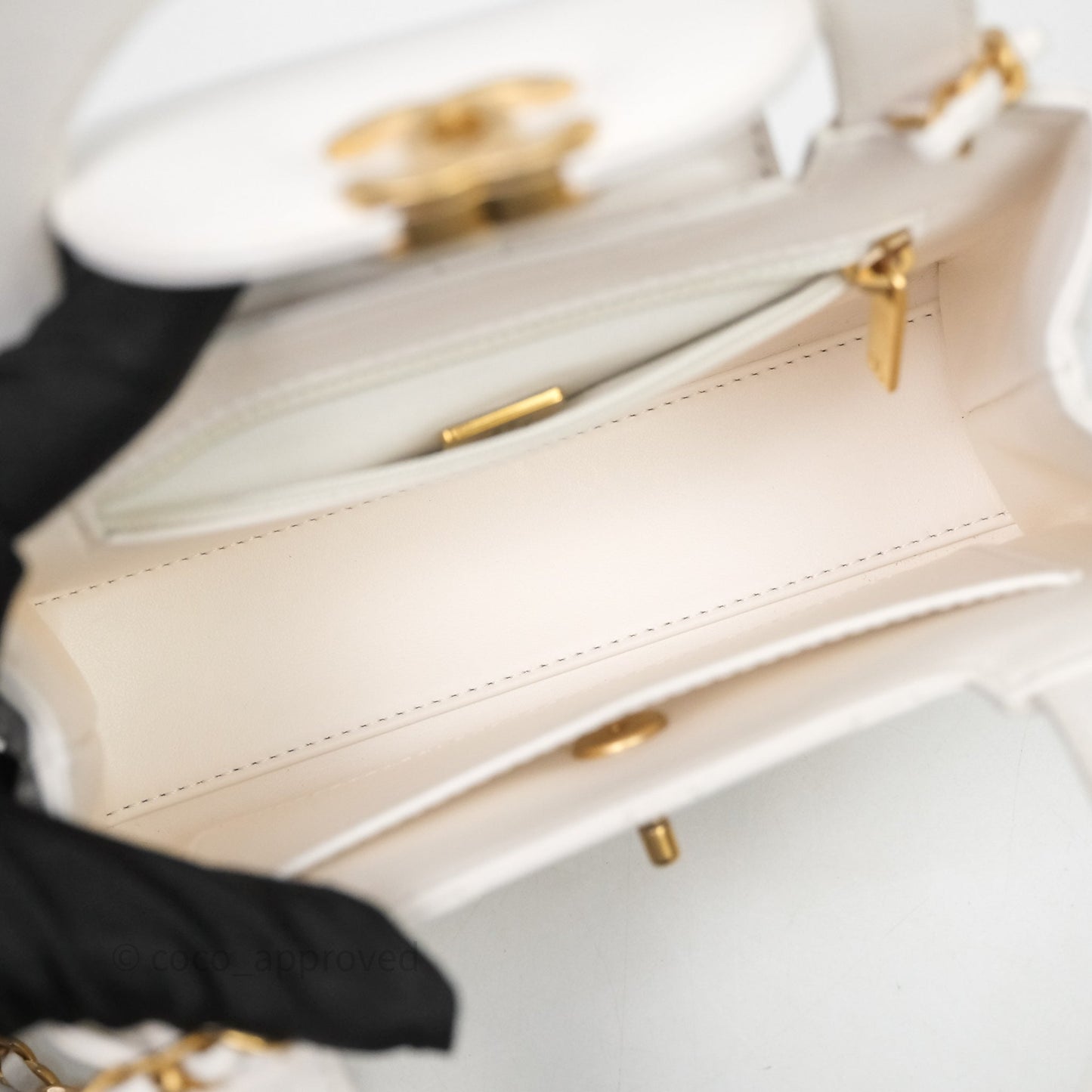 Chanel Kelly Bag Quilted White Lambskin Aged Gold Hardware