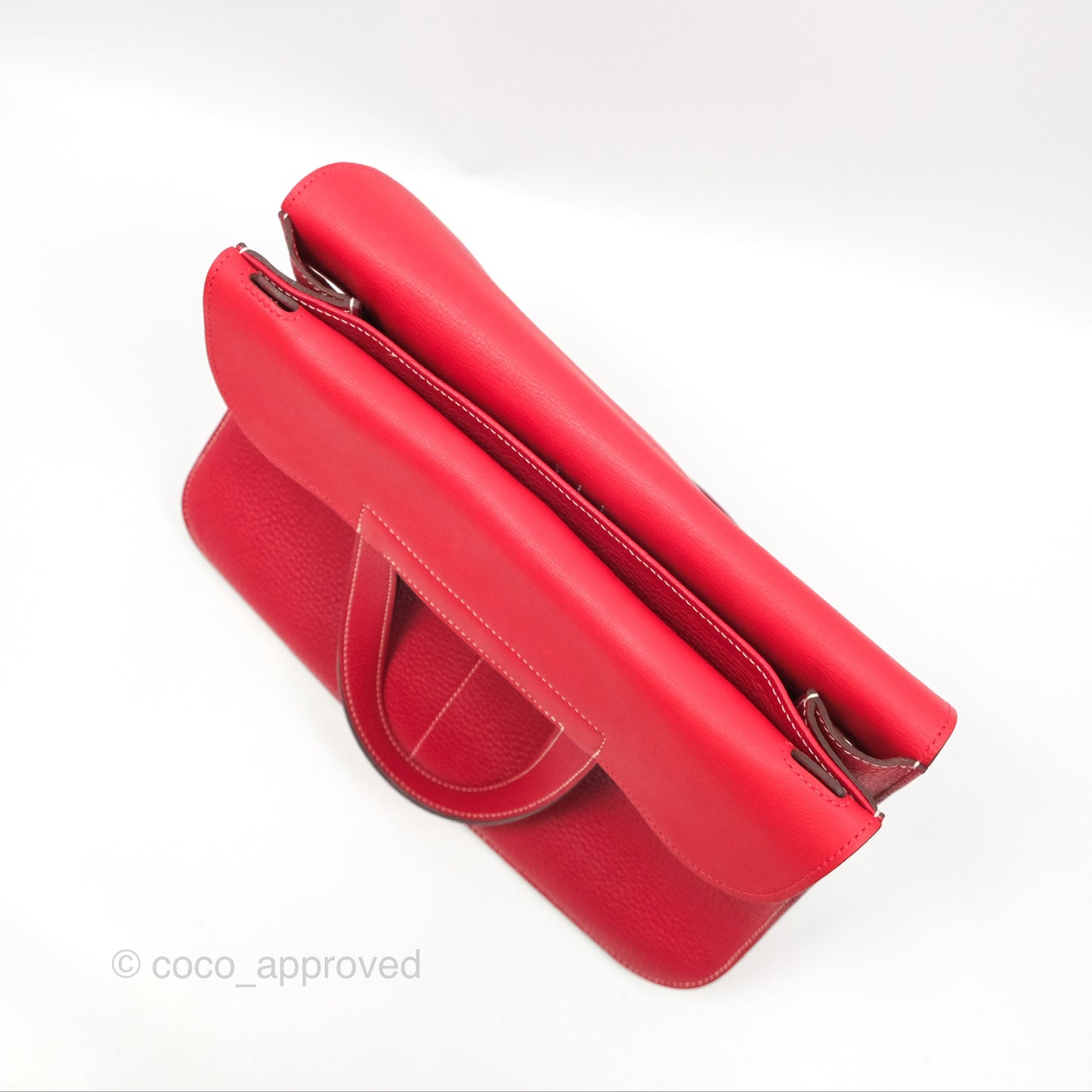 Hermès Halzan 31 Rouge Casque Clemence Palladium Hardware