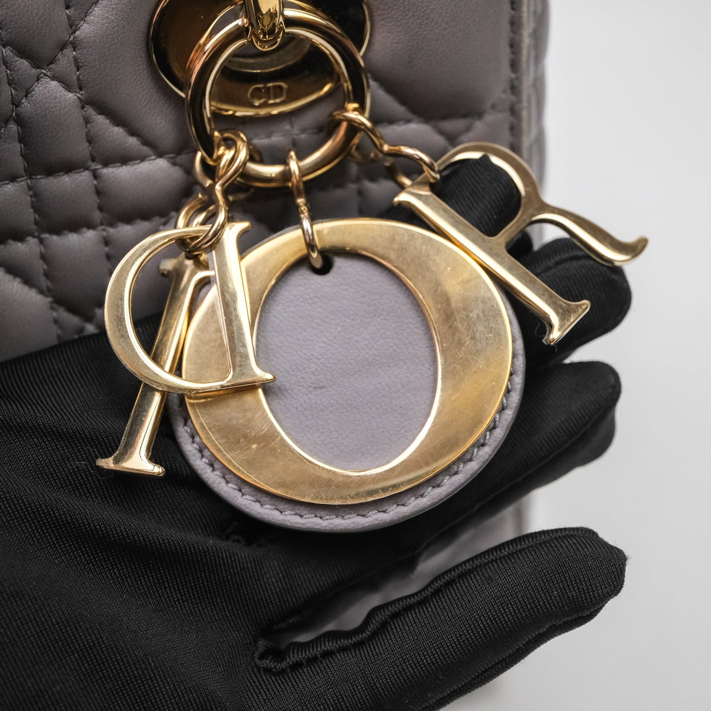 Christian Dior Small Lady Dior My ABCDior Bag Stone Gray Cannage Lambskin