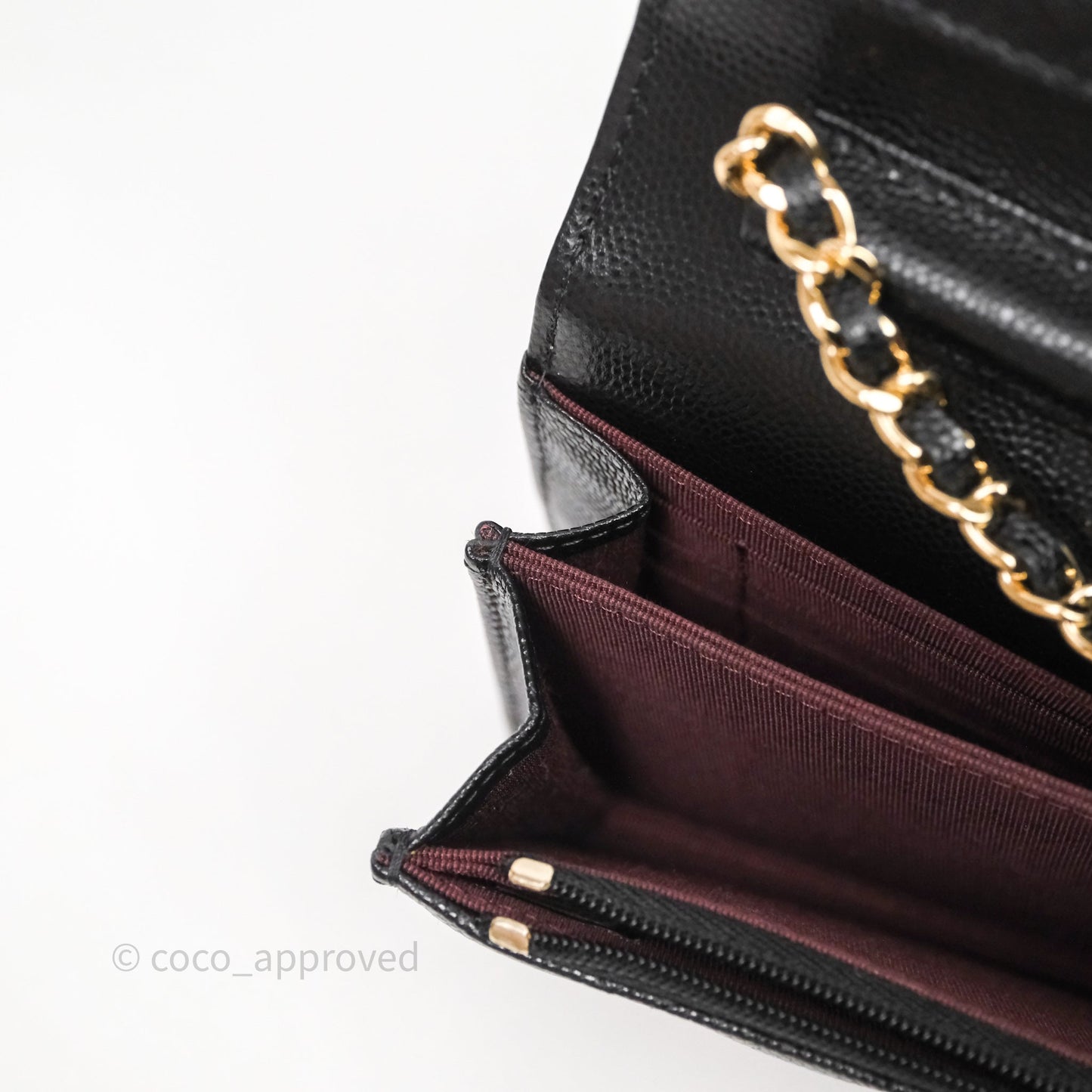 Chanel Quilted Mini Wallet on Chain WOC Black Caviar Gold Hardware