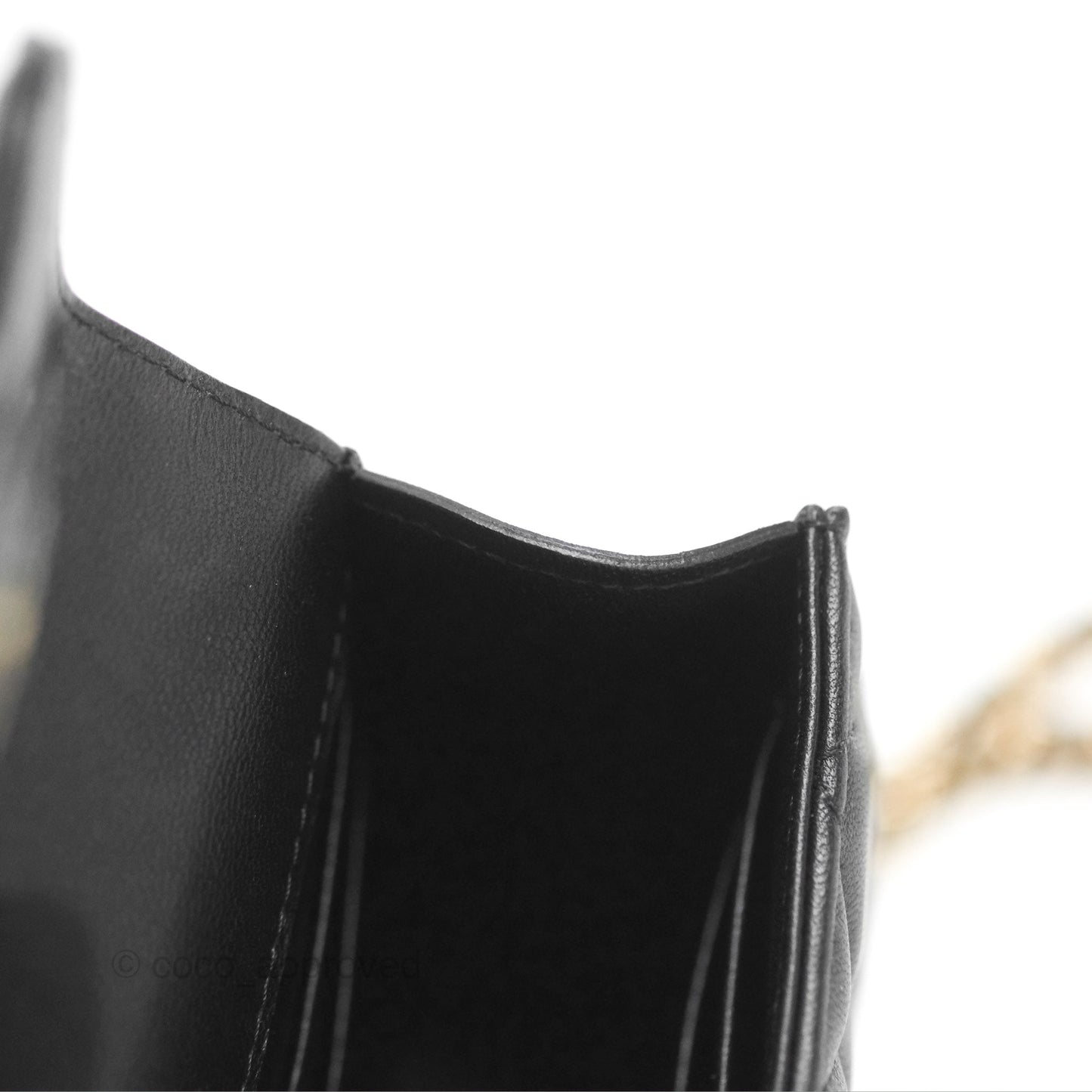 Chanel Mini Handle Clutch With Chain Black Lambskin Gold Hardware