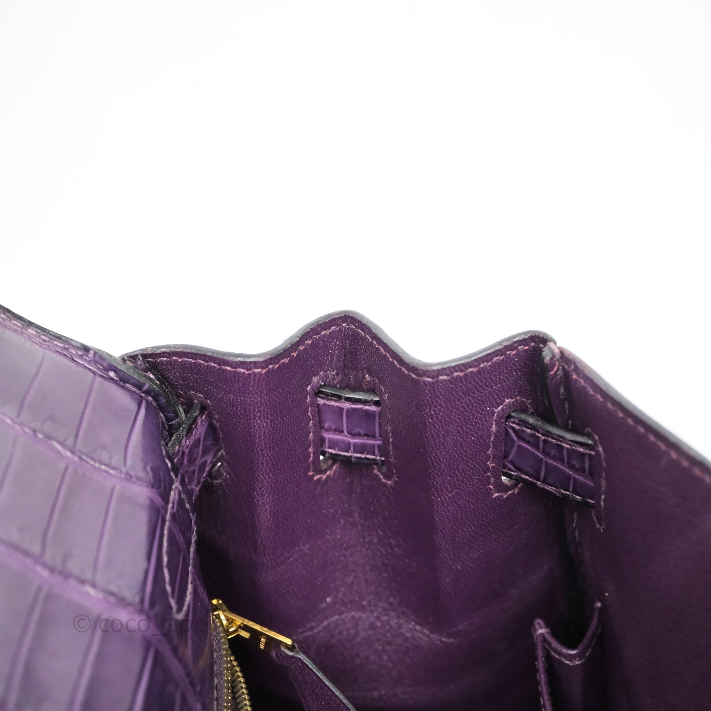 Hermès Kelly 28 Purple Crocodile Gold Hardware