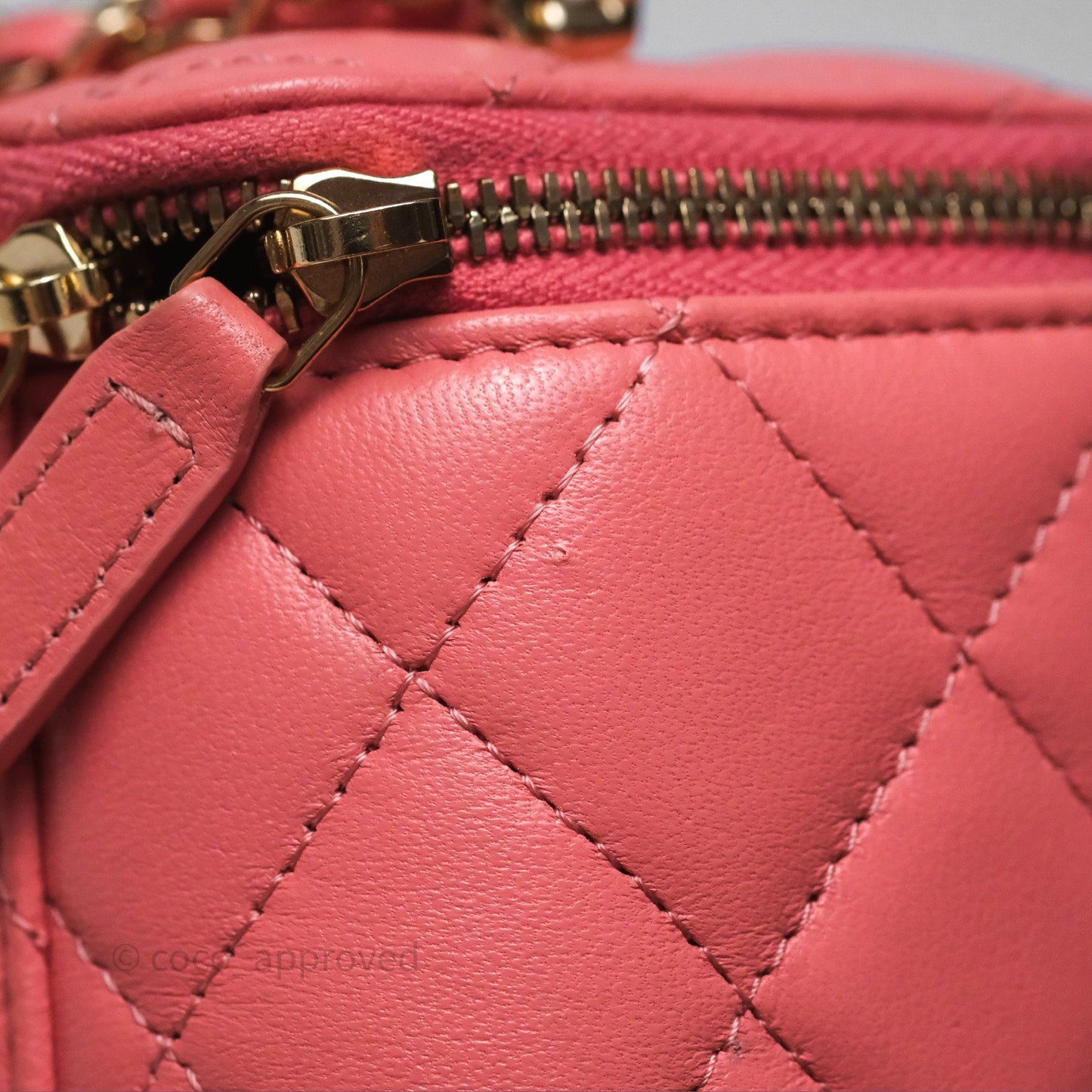 Chanel Vanity Rectangular Top Handle Pink Lambskin Gold Hardware
