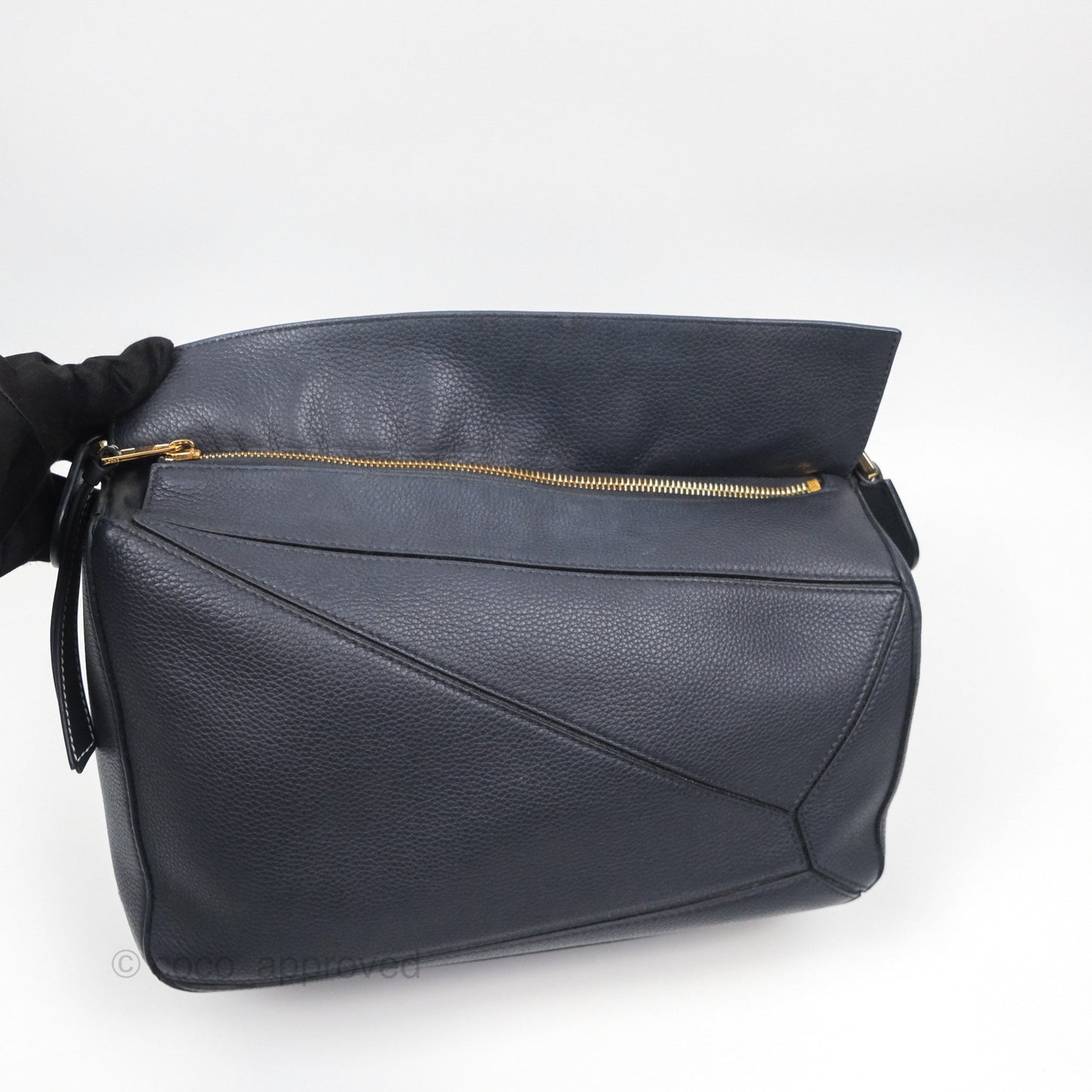 Loewe Medium Puzzle Bag Navy Calfskin Gold Hardware
