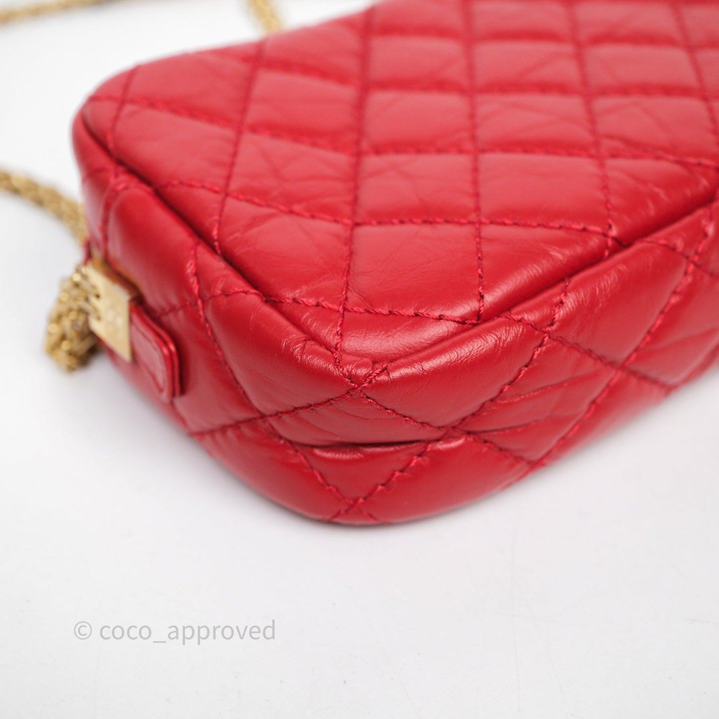 Chanel Quilted Mini Reissue Camera Case Red Aged Calfskin Aged Gold Hardware