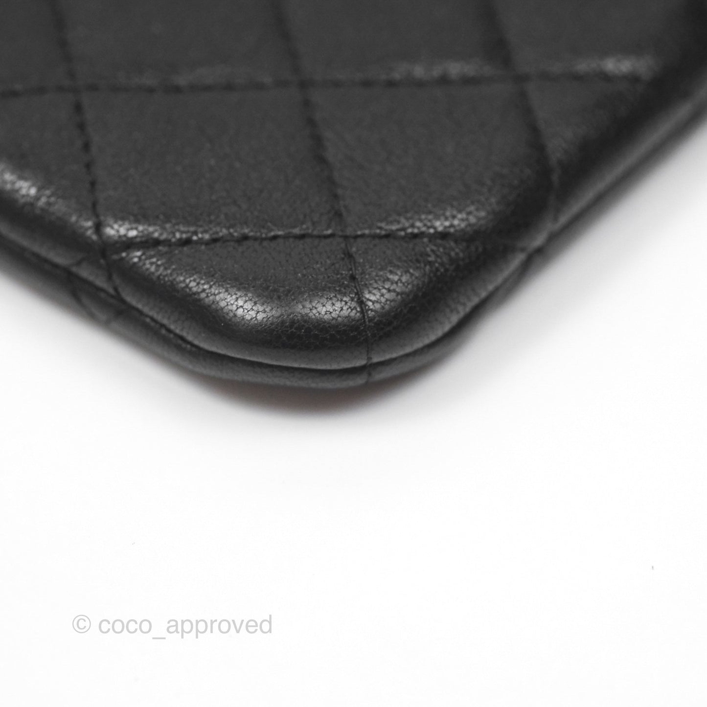 Chanel Mademoiselle Quilted Large O Case Clutch Black Lambskin