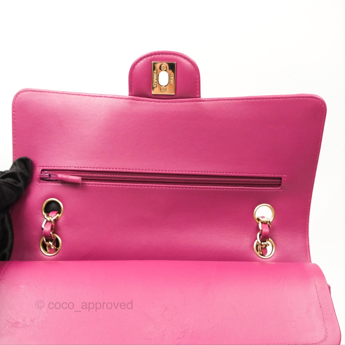 Chanel Medium Classic Flap Chevron Dark Plum Pink Lambskin Gold Hardware